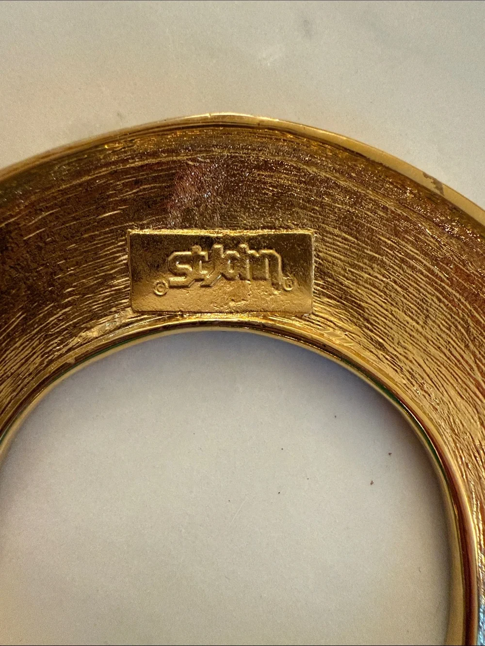St. John blue green 2” wide Leather Belt Enamel VINTAGE Gold 9576 sz 2 80s power - Picture 6 of 8
